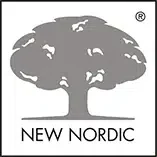 Jaunais „Nordic“ logotips ar sudraba koka simbolu.