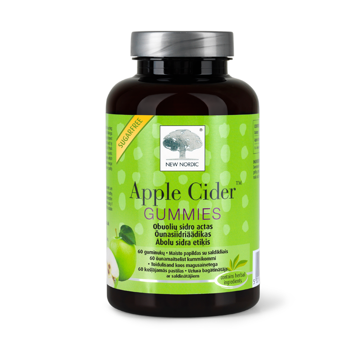 web_packshot_applecidergummies_60_LV_LT_EE „Apple Cider™ GUMMIES“ iepakojuma priekšpuse.