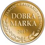 Zelta apbalvojuma zīmogs, kas apliecina „Dobra Marka 2017“ kvalitātes sertifikāciju.