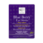 Blue Berry Eye Stress uztura bagātinātāja iepakojums violetā dizainā nogurušu acu atbalstam