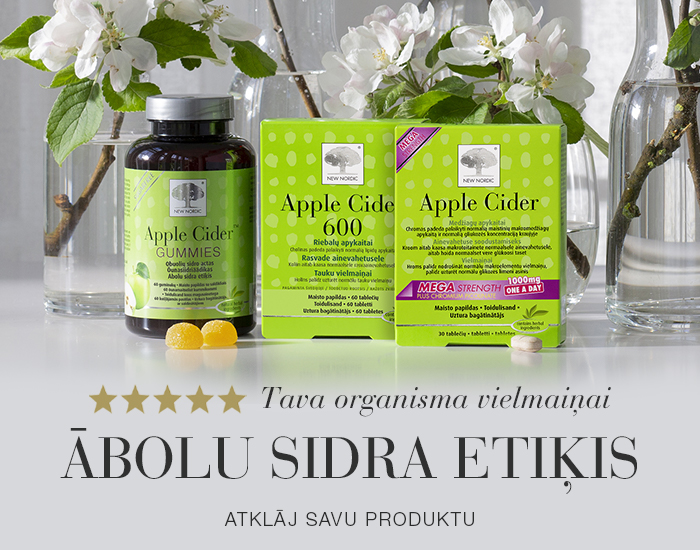 Apple Cider uztura bagātinātāji ar āboliem un baltiem ziediem mobilajā reklāmas banerī