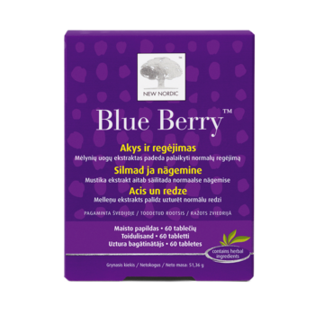„New Nordic Blue Berry™ Eyebright“ tabletes aroniju un augu ekstraktiem palīdz uzturēt acu veselību un normālu redzi.