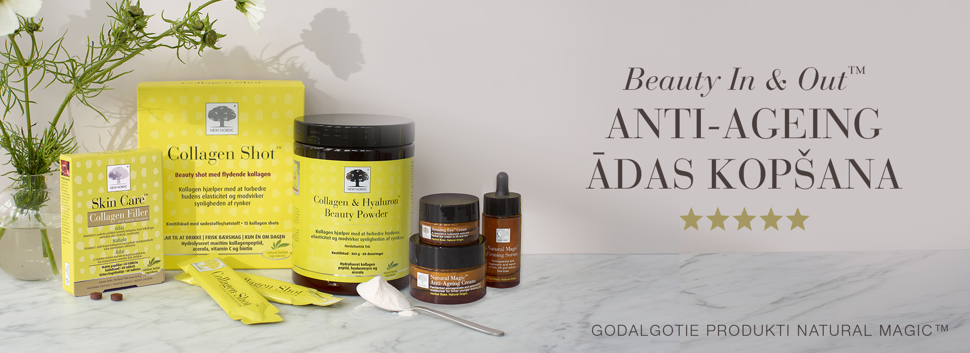 Natural Magic produktu klāsts pretnovecošanās ādas kopšanai