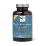 Magic Magnesium Citrate Gummies uztura bagātinātāja pudelīte zilā dizainā