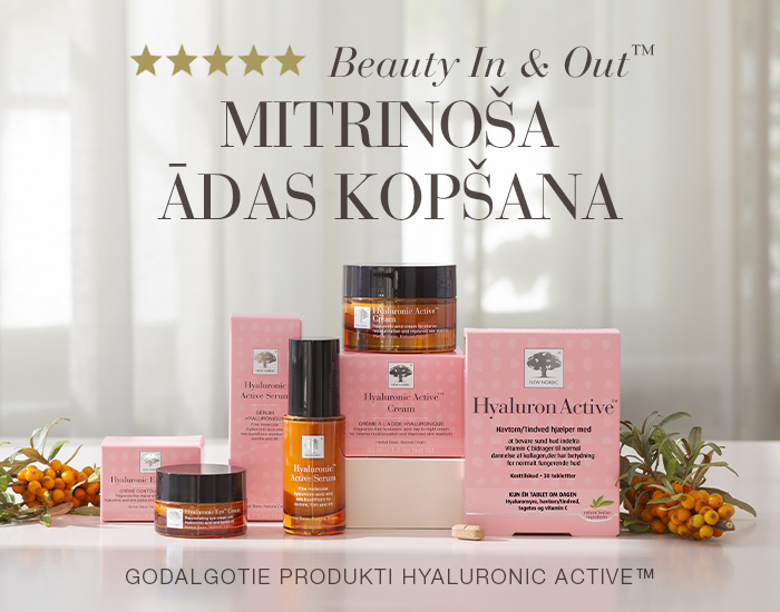 Beauty In & Out produktu klāsts ar uzrakstu par mirdzošu ādas kopšanu