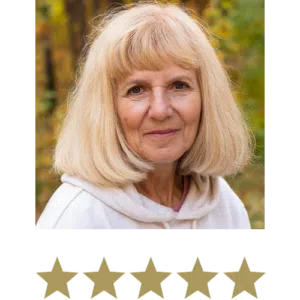 Magic Magnesium™ Malate 13 Smaidoša sieviete, zem kuras attēlotas piecas zvaigznes.