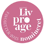 Logotips ar uzrakstu „Liv Pro Age Favoritter 2023 – Nomineret”, kas norāda uz tā nomināciju balvai.