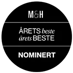 Logotips ar uzrakstu „Årets Bedste Nomineret”, kas norāda uz nomināciju balvai.