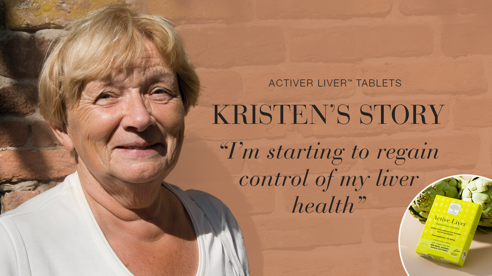 Active Liver™: “Es jūtos labāk nekā jebkad pēdējo gadu laikā!” 30 i ActiveLiver Testimonial banner Kristen 2025 UK DesktopMobile