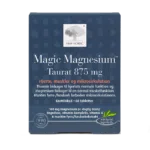 Magic Magnesium Taurate uztura bagātinātāja iepakojums tumši zilā dizainā