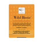 Wild Biotic uztura bagātinātāja iepakojums oranžā dizainā uz balta fona