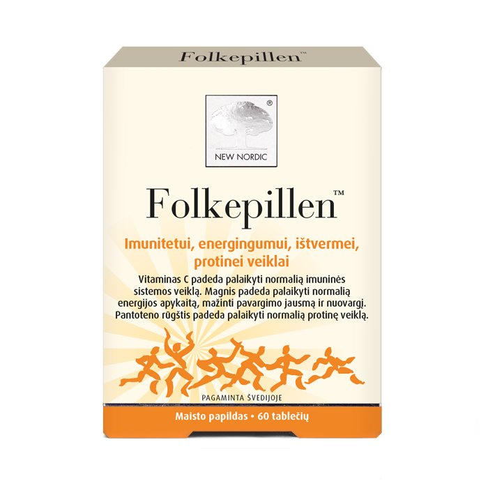 i_packshot_folkepillen_60_baltic Folkepillen uztura bagātinātāja iepakojums krēmkrāsas dizainā, 60 tabletes