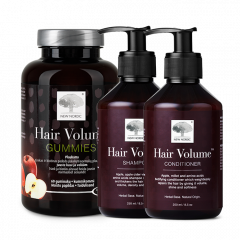 KOMPLEKTS Hair Volume™ košļājamās pastilas, šampūns un kondicionieris 